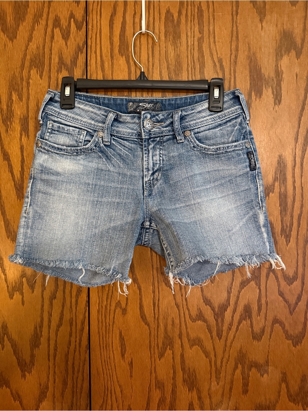Silver Jeans Light Blue Distressed Denim Cutoff Shorts